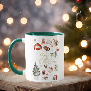 Mug Gold Joyeux Noël Salutation Cosy Hiver Collage