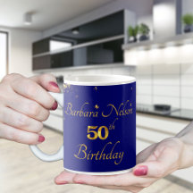 Gold & Navy 50th Birthday Party Invitation