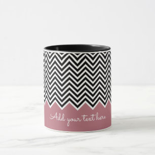 Mug GOLD noir et ROSE Moderne Chevron Personnalisé TEX