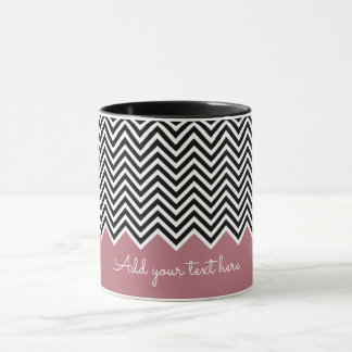 Mug GOLD noir et ROSE Moderne Chevron Personnalisé TEX