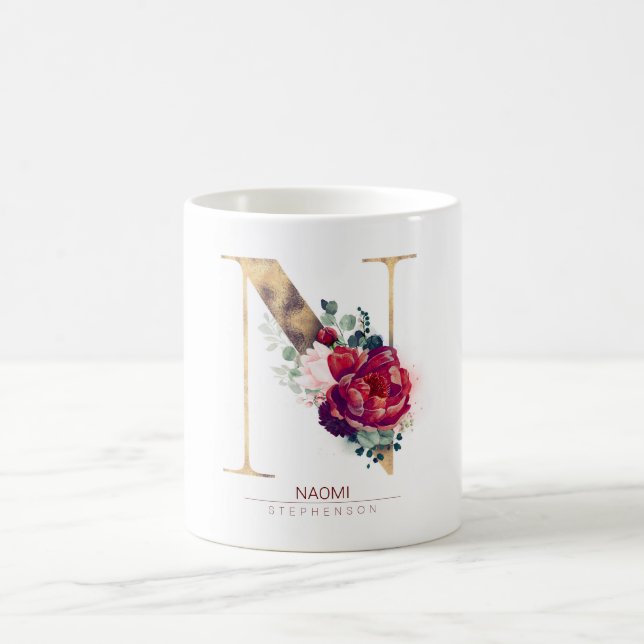 Mug Gold Parties scintillant N Monogramme Floral Bourg (Centre)