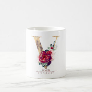Mug Gold Parties scintillant V Monogramme Floral Bourg
