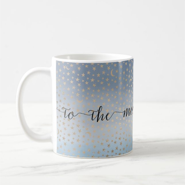 Mug Gold Stars Moons Blue Ombre (Gauche)