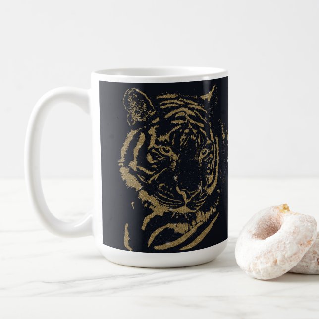Mug Gold Tiger noir Design (Avec donut)