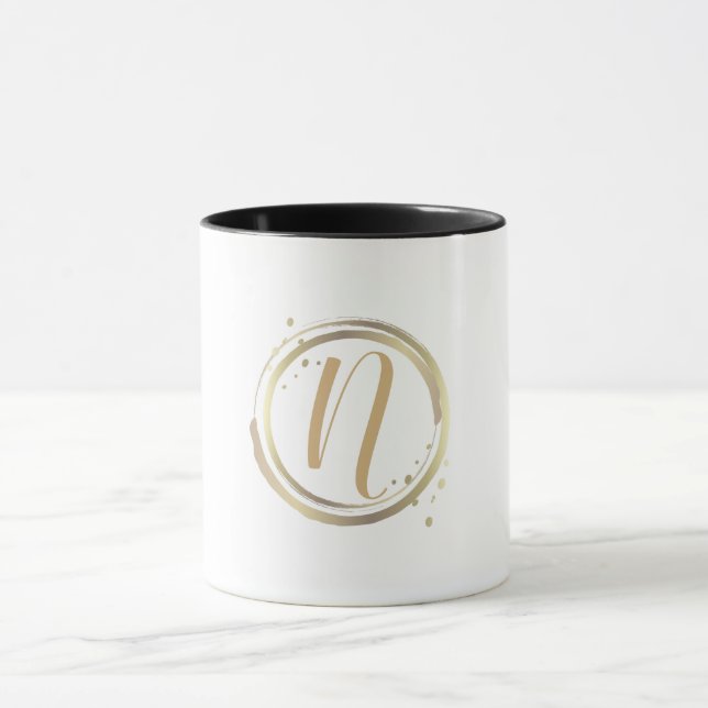 Mug Gold White Glam Modern Minimal Nom personnalisé (Centre)