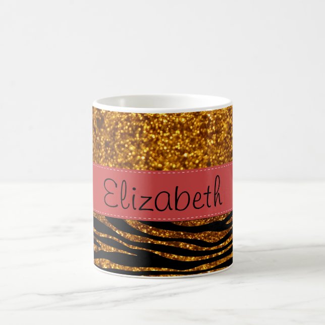 Mug Gold Zebra, Parties scintillant Zebra, Zebra Print (Centre)