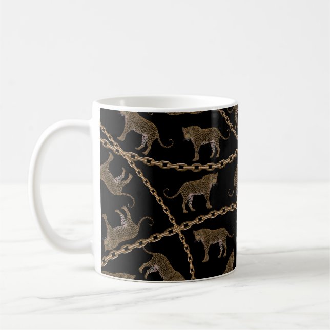 Mug Golden chain glamour leopard cheetah (Gauche)
