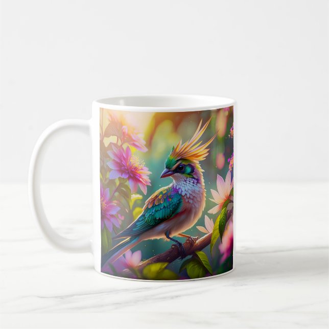 Mug Golden Crested Green Headed Finch Imaginaire Oisea (Gauche)