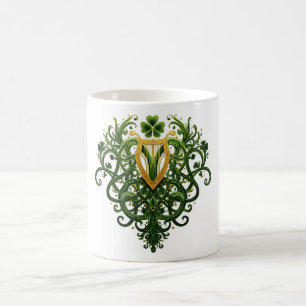 Mug Golden Harp Green Shamrocks St. Patrick's Day