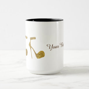 Mug Golden High Heel Chaussures Nom personnalisé
