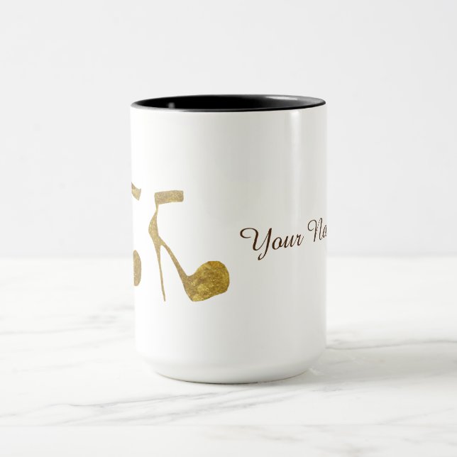 Mug Golden High Heel Chaussures Nom personnalisé (Centre)