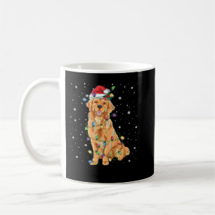 Mug Golden Retriever Chien Feux de Noël Santa Hat Do