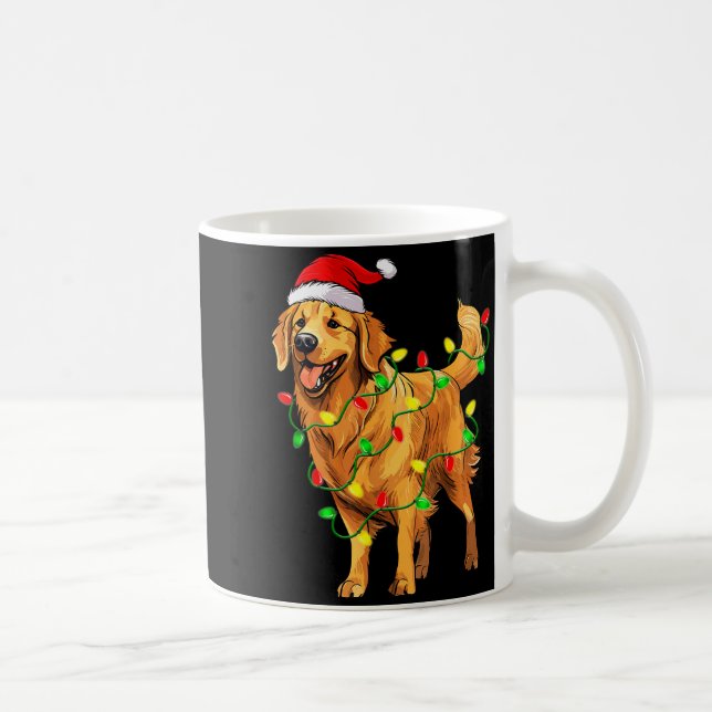 Mug Golden Retriever Christmas Santa Hat Tree Lights P (Droite)