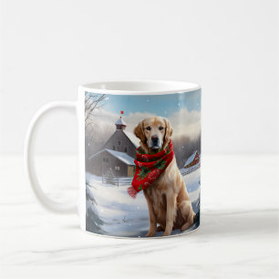 Mug Golden Retriever Dog in Snow Christmas