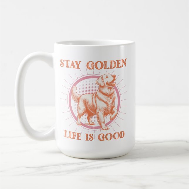 Mug Golden Retriever Dog Stay Golden Life (Gauche)