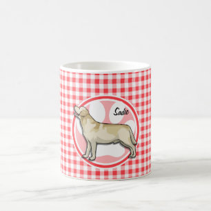 Mug Golden retriever ; Guingan rouge et blanc