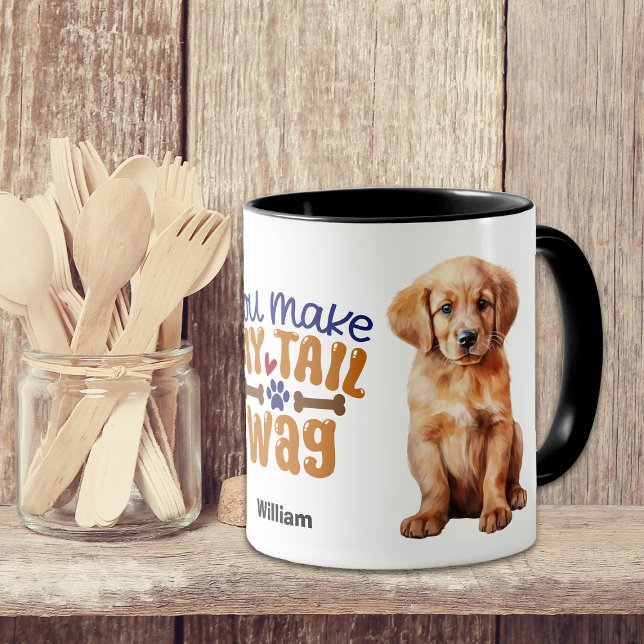 Mug Golden Retriever Puppy You Make My Tail Wag (Créateur téléchargé)
