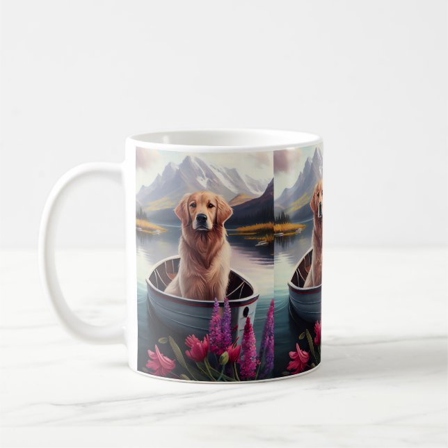 Mug Golden Retriever sur une pagaie : une aventure Pit (Gauche)