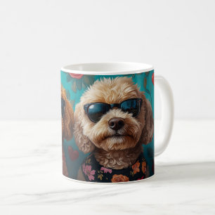 Mug Goldendoodle avec des roses de cœur pour la Saint-