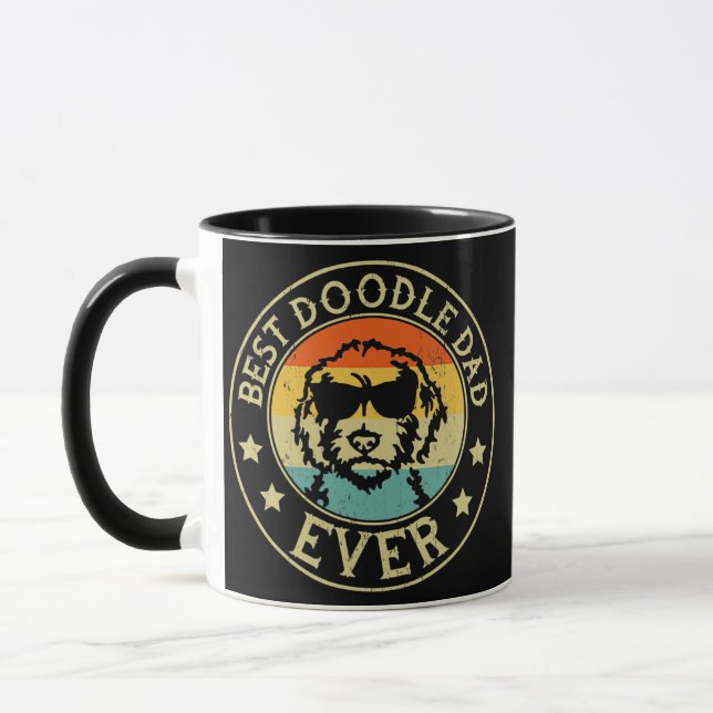 Mug Goldendoodle Chien Vintage Meilleur Doodle Papa Ja (Gauche)