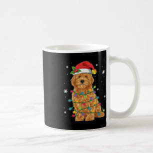 Mug Goldendoodle Noël Chapeau de Père Noël Lumières Fé
