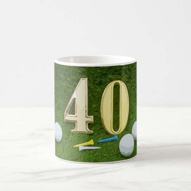Mug Golf 40e anniversaire avec balle de golf et tee on (Centre)