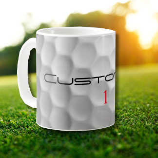 Mug Golf Ball Dimples Texte et numéro personnalisés