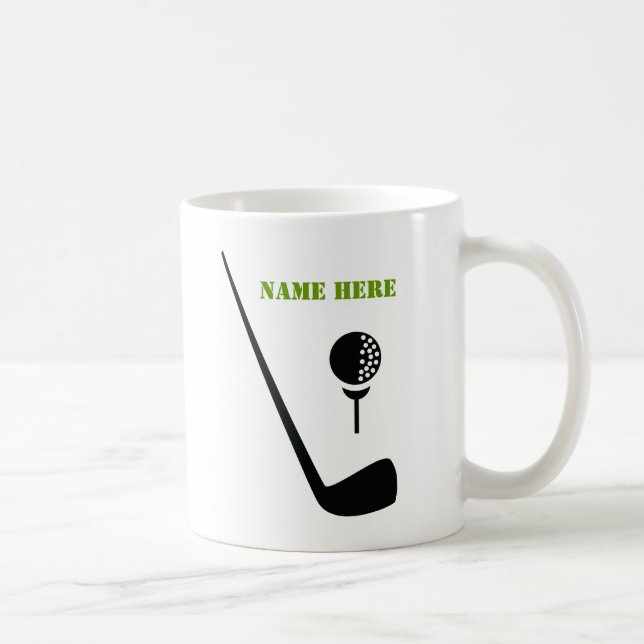Mug Golf club and ball black, green custom (Droite)