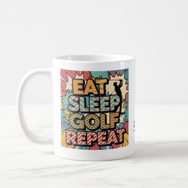 Mug Golf Eat Sleep Repeat Pop Art Personalized (Gauche)