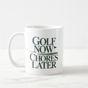 Mug Golf Maintenant Corvées Plus Tard Humour Rétro Gol