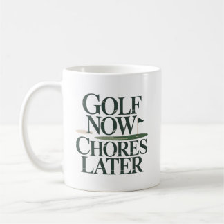 Mug Golf Maintenant Corvées Plus Tard Humour Rétro Gol