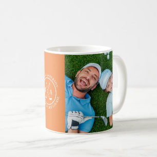 Mug Golf orange Personnalisé Monogramme multi photo