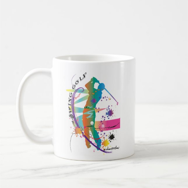 Mug golf swing sport art brush style (Left)