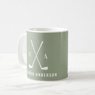 Mug Golf typographie moderne initiale monogramme vert 