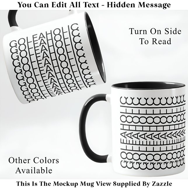 Mug Golfaholic Message caché 140BW Funny Golf (Créateur téléchargé)