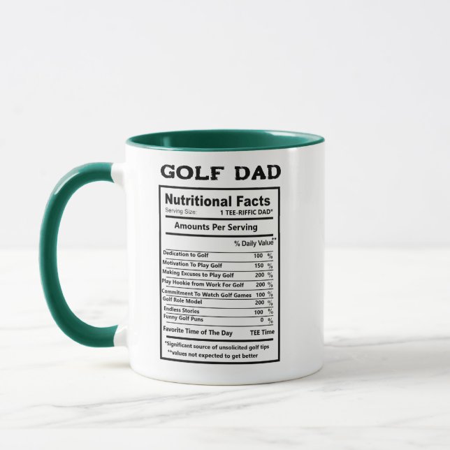 Mug Golfer Nutrition Facts Funny Golf Dad Gift (Gauche)