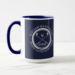 Mug Golfeur et nom du club Date Bleu marine