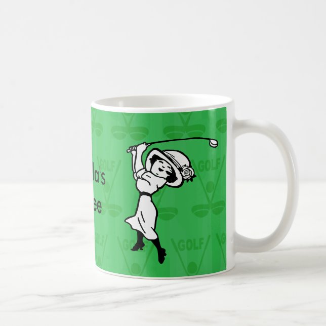 Mug Golfeur féminin personnalisé de bande dessinée de (Droite)