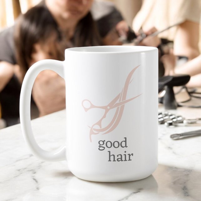 Mug Good Hair Simple Logo Salon de coiffure (A stylish hair salon logo coffee mug.)