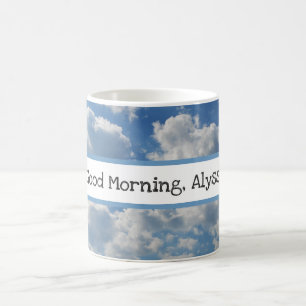 Mug Good Morning Name Beautiful Clouds Modèle photo