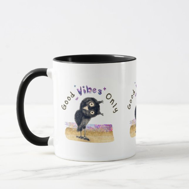 Mug Good Vibes seulement avec Chouette curieuse (Gauche)