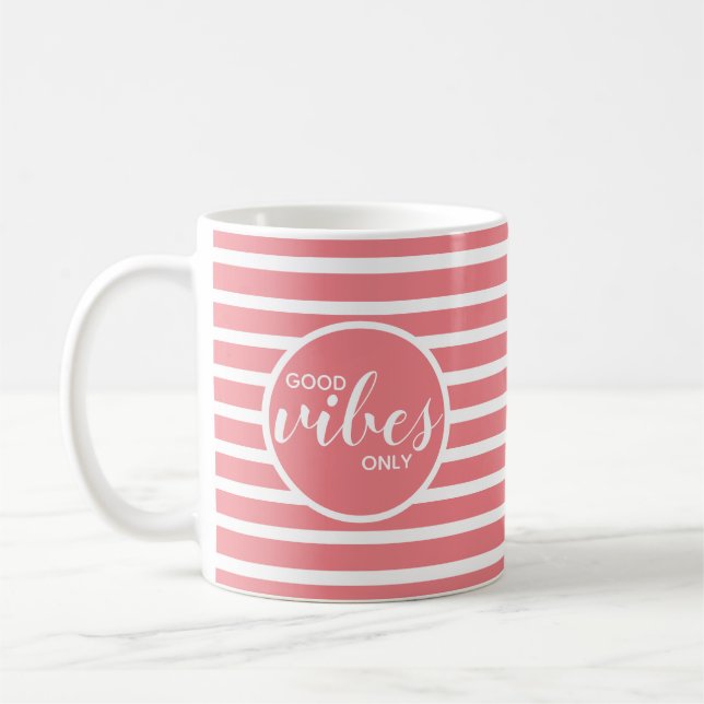 Mug Good Vibes Uniquement Coral Joli Citation Moderne  (Gauche)
