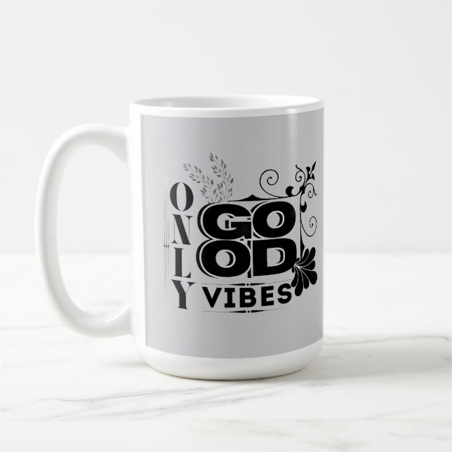 Mug Good Vibes uniquement - Typographie motivationnell (Gauche)