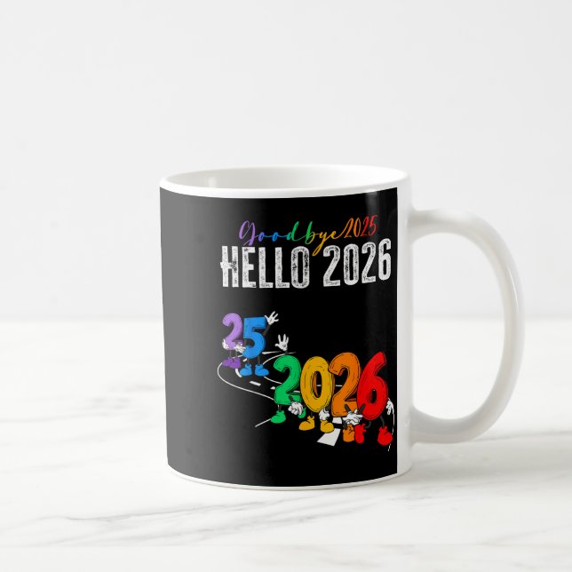 Mug Goodbye 2025 Hello 2026 Funny Cartoon New Year Boy (Droite)