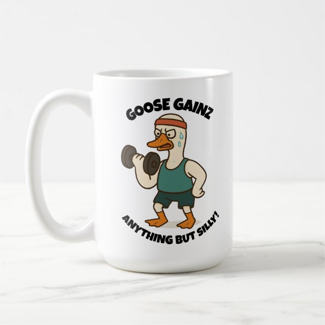Mug Goose Gainz – Funny Goose Gym Workout Design (Gauche)