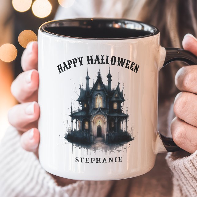 Mug Gothic Victorian Haunted House Happy Halloween (Créateur téléchargé)