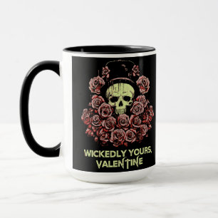 Mug Gothique Saint Valentin crâne avec Rose
