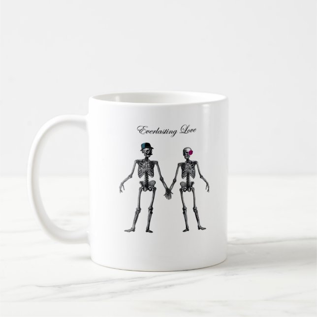 Mug Gothique Squelette Couple (Blanc) Classique (Gauche)