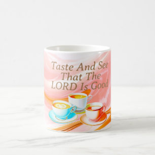 Mug Goûtez Et Voyez Que Le Seigneur Est Bon, Rose