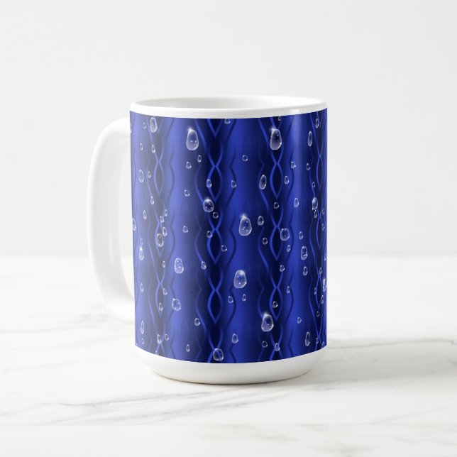 Mug gouttes de pluie sur le métal bleu (Devant gauche)